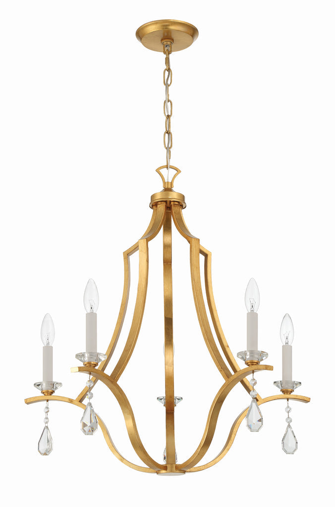 Perry 5 Light Antique Gold Chandelier Crystorama