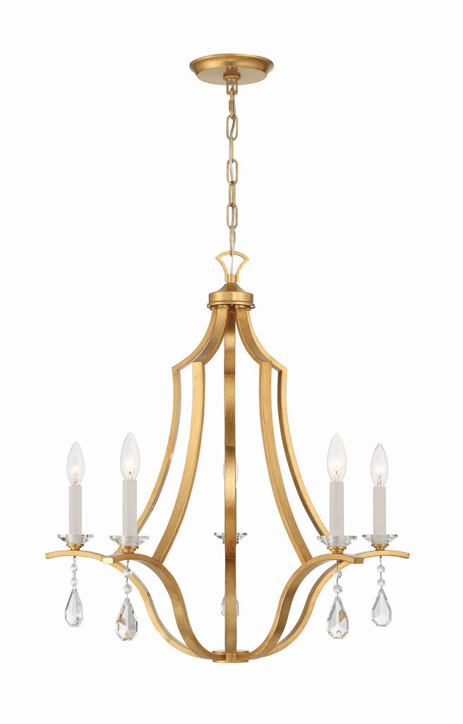 Perry 5 Light Antique Gold Chandelier Crystorama