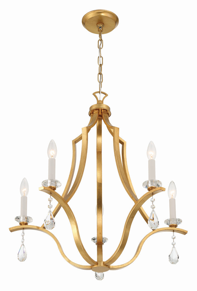 Perry 5 Light Antique Gold Chandelier Crystorama