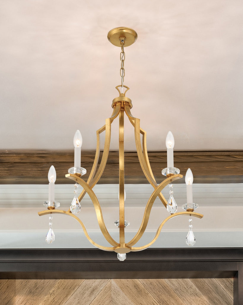 Perry 5 Light Antique Gold Chandelier Crystorama