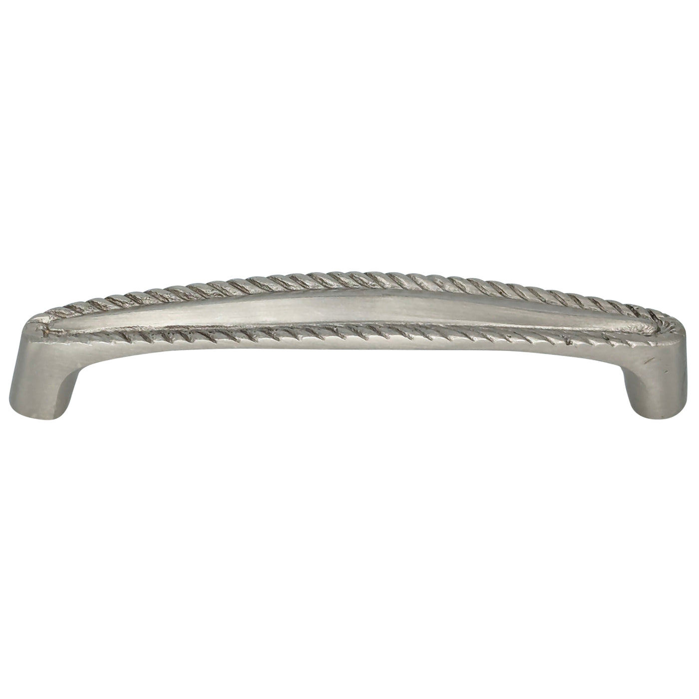 4 Inch Overall (3 3/4 Inch c-c) Brass Georgian Roped Style Pull (Brushed Nickel Finish)