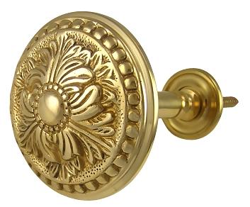 Solid Brass Curtain Tie Back - Large Baroque Button Style (Several Finishes Available) COPPER MOUNTAIN HARDWARE