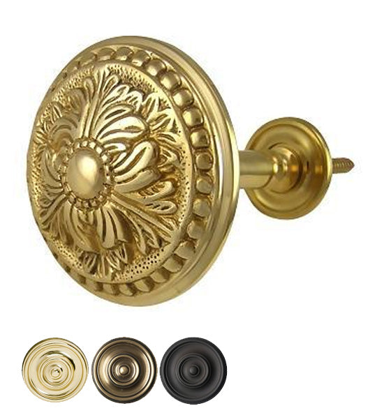 Solid Brass Curtain Tie Back - Large Baroque Button Style (Several Finishes Available) COPPER MOUNTAIN HARDWARE