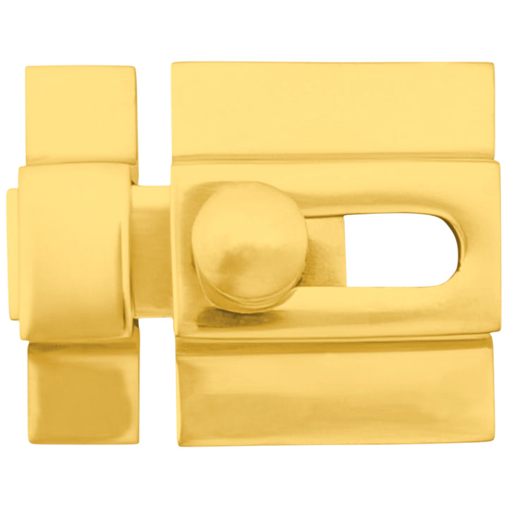 2 1/4 Inch Solid Brass Cabinet Latch With Round Turn Piece (Polished Brass Finish)