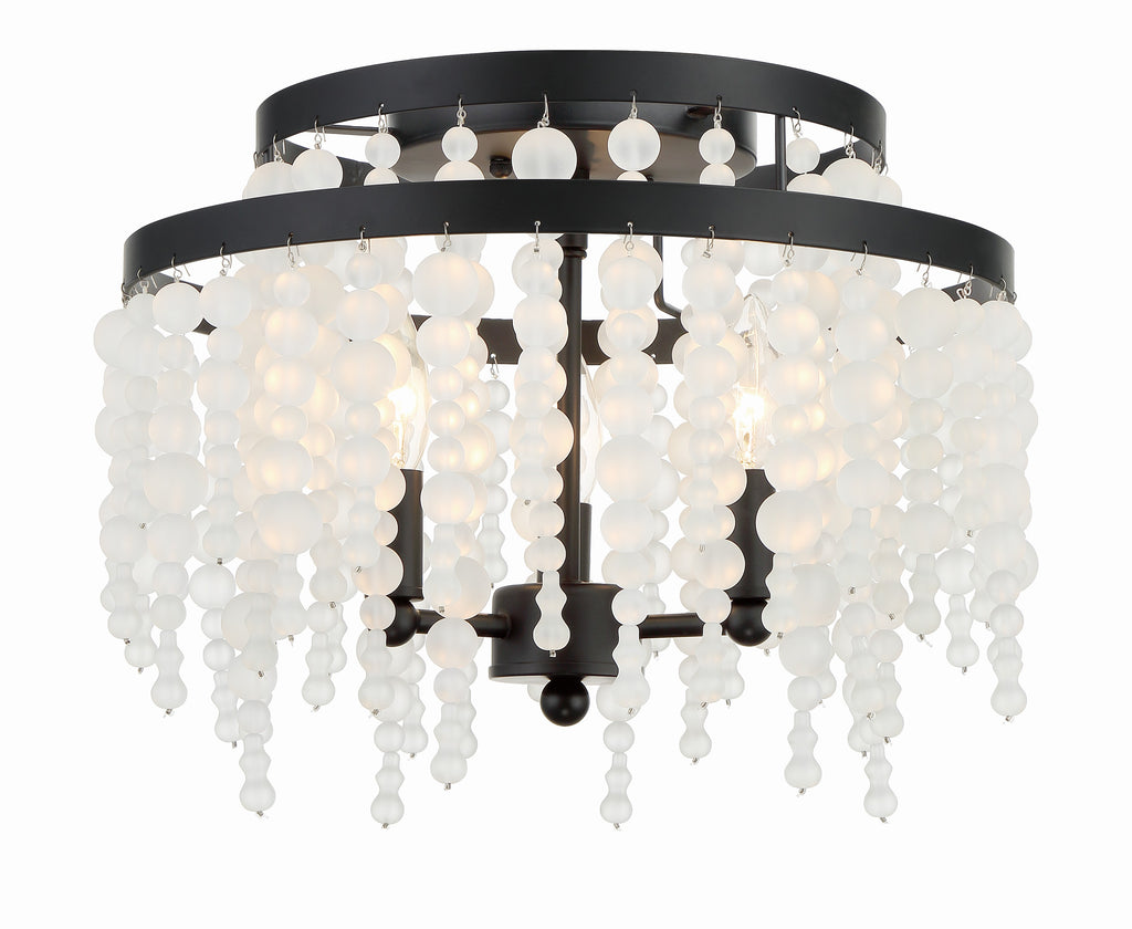 Crystorama Crystorama Poppy 3 Light Matte Black Semi Flush Mount