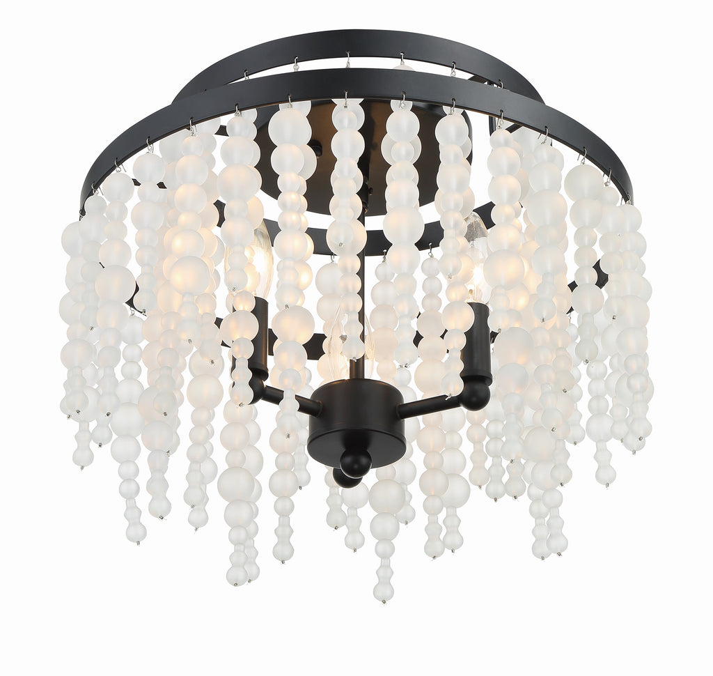 Crystorama Crystorama Poppy 3 Light Matte Black Semi Flush Mount