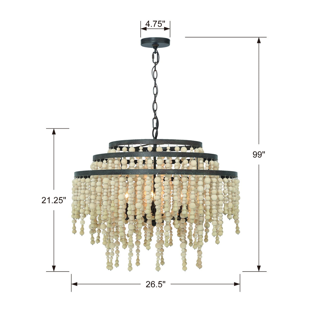 Poppy 6 Light Forged Bronze Chandelier Crystorama