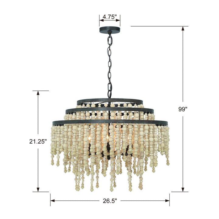 Poppy 6 Light Forged Bronze Chandelier Crystorama