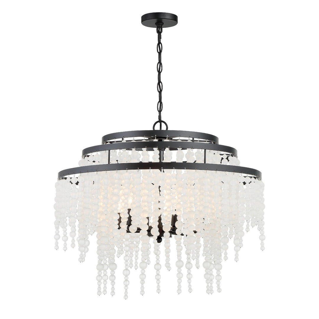 Poppy 6 Light Matte Black Chandelier Crystorama