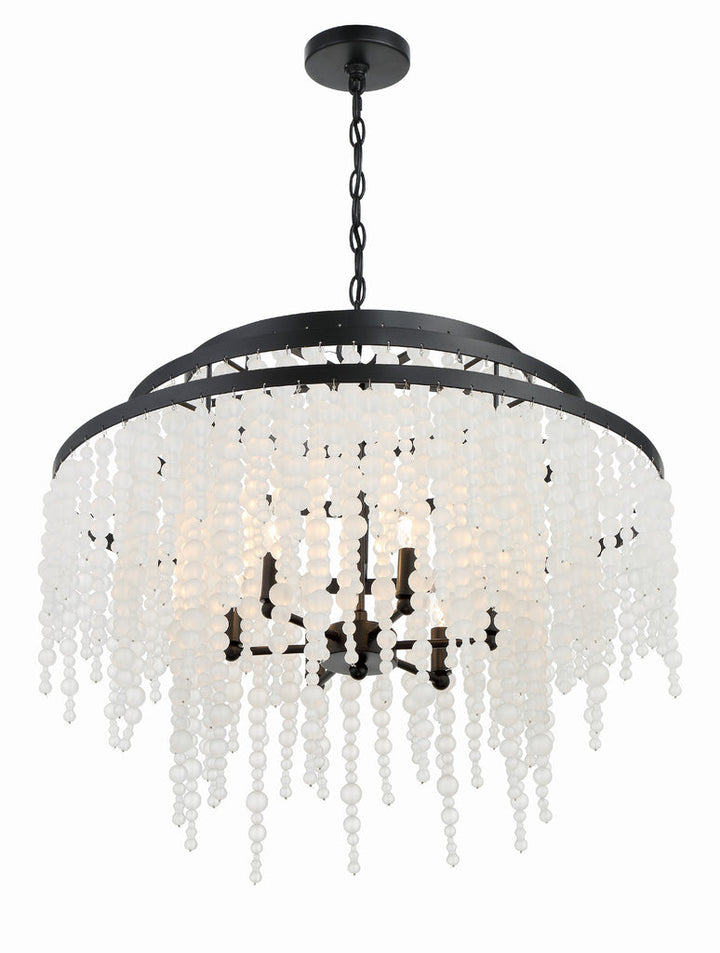 Poppy 6 Light Matte Black Chandelier Crystorama