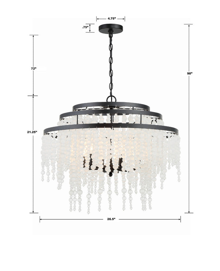 Poppy 6 Light Matte Black Chandelier Crystorama