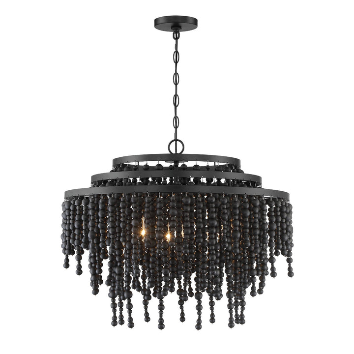 Poppy 6 Light Matte Black Chandelier Crystorama