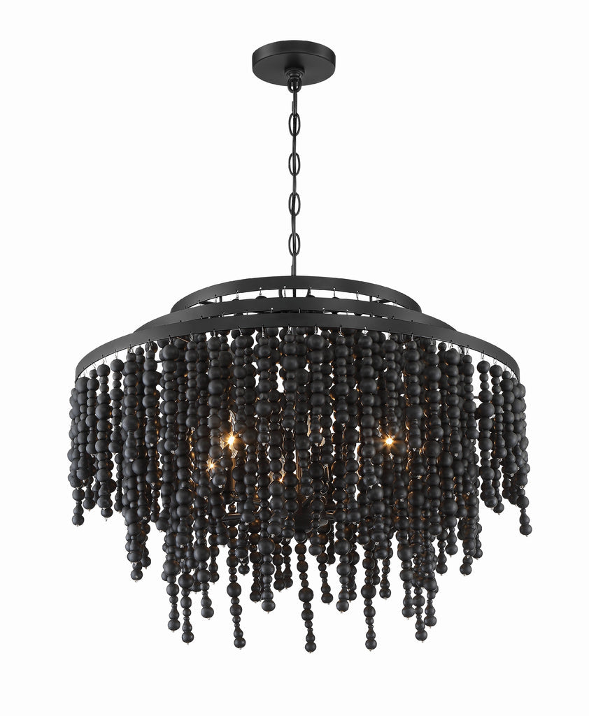 Poppy 6 Light Matte Black Chandelier Crystorama