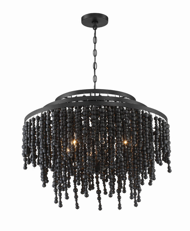 Poppy 6 Light Matte Black Chandelier Crystorama