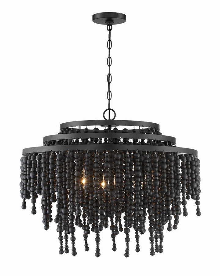 Poppy 6 Light Matte Black Chandelier Crystorama