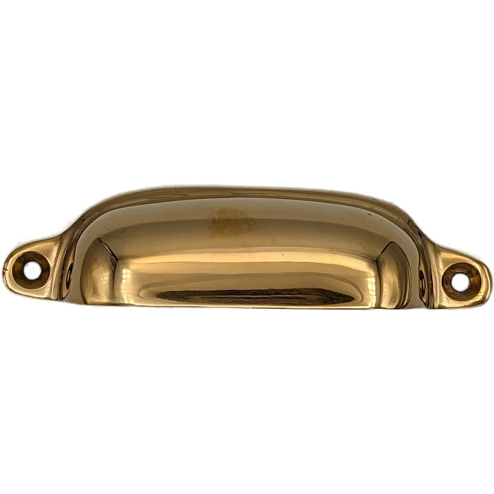 COPPER MOUNTAIN HARDWARE 4 1/8 Inch Overall Solid Brass Traditional Slim Rounded Bin Pull