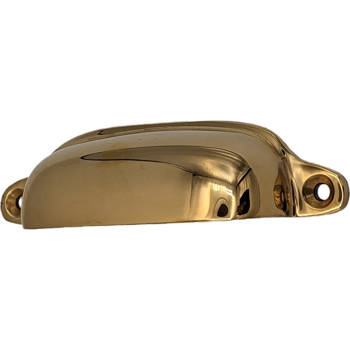 COPPER MOUNTAIN HARDWARE 4 1/8 Inch Overall Solid Brass Traditional Slim Rounded Bin Pull