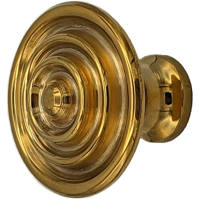 1 3/8 Inch Solid Brass Circle Knob (Polished Brass Finish)