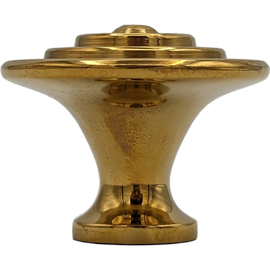 1 3/8 Inch Solid Brass Circle Knob (Polished Brass Finish)