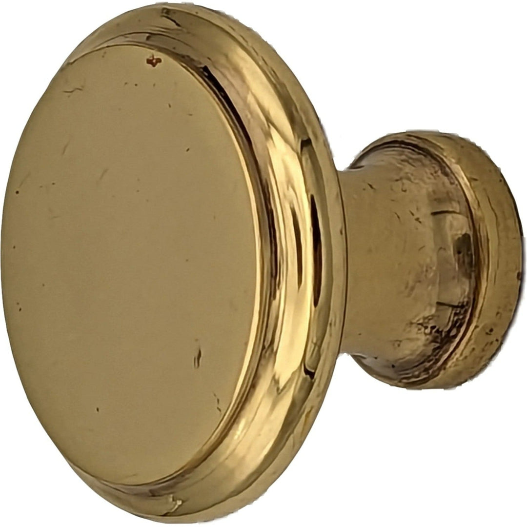1 1/4 Inch Traditional Brass Flat Top Round Cabinet & Furniture Knob COPPER MOUNTAIN HARDWARE