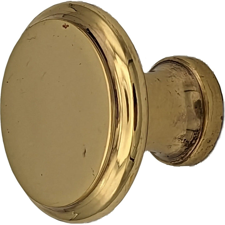 1 1/4 Inch Traditional Brass Flat Top Round Cabinet & Furniture Knob COPPER MOUNTAIN HARDWARE