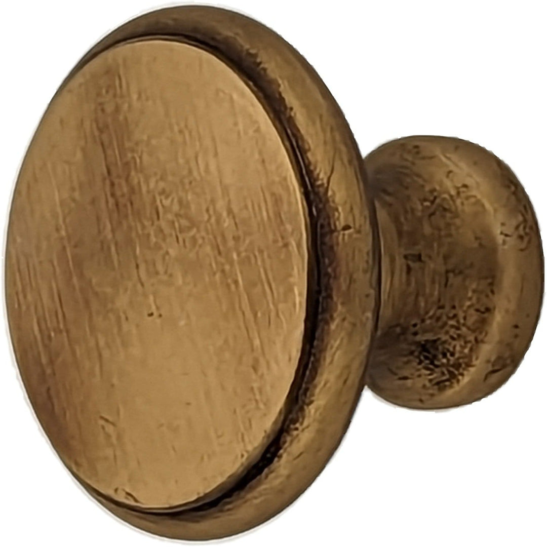 1 1/4 Inch Traditional Brass Flat Top Round Cabinet & Furniture Knob COPPER MOUNTAIN HARDWARE