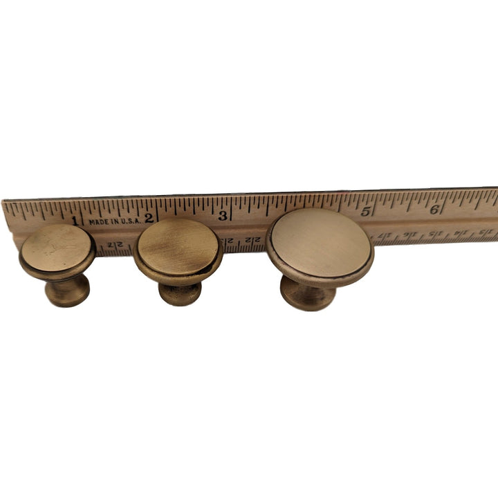 1 1/4 Inch Traditional Brass Flat Top Round Cabinet & Furniture Knob COPPER MOUNTAIN HARDWARE