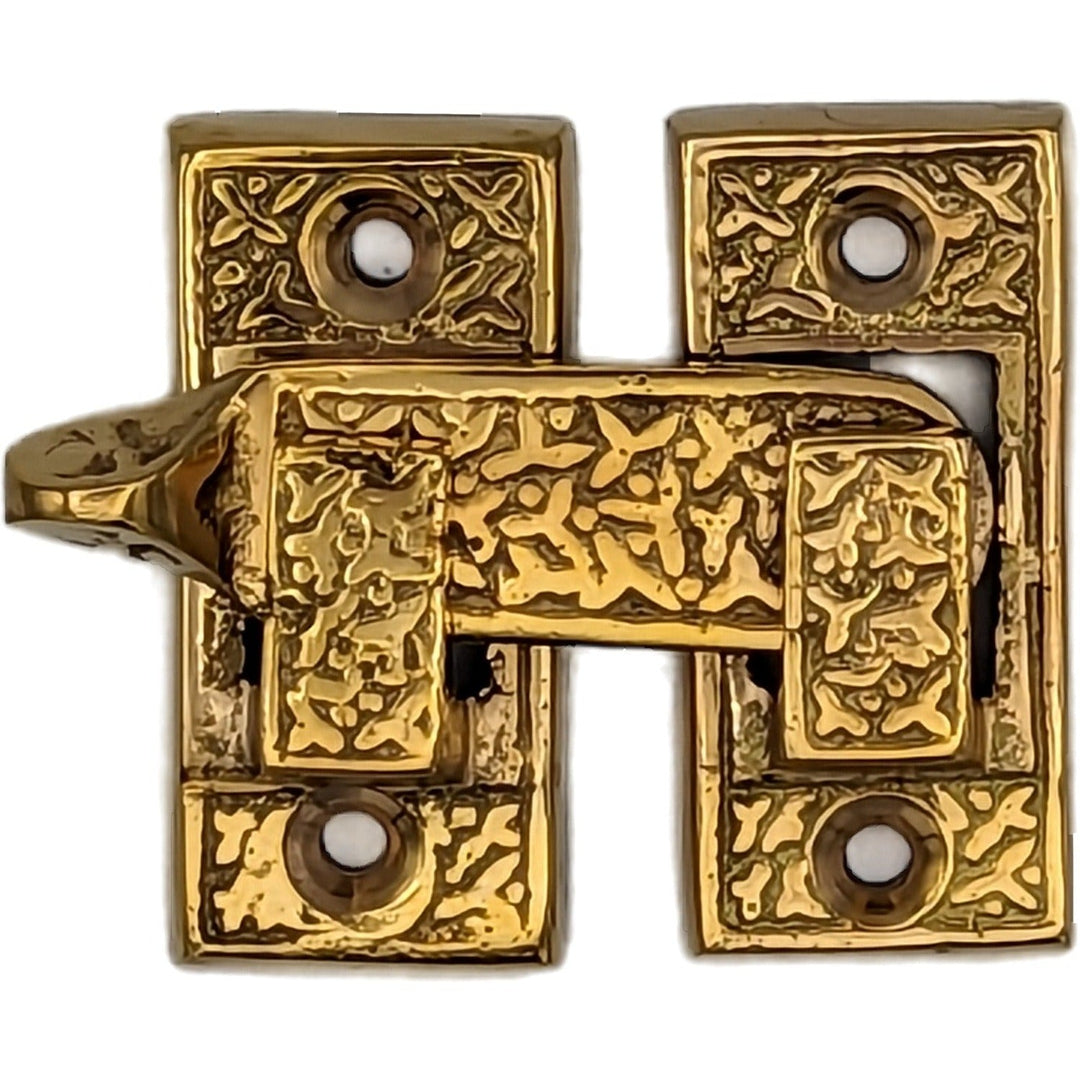 Solid Brass Rice Pattern Cabinet Latch (Several Finishes Available) COPPER MOUNTAIN HARDWARE