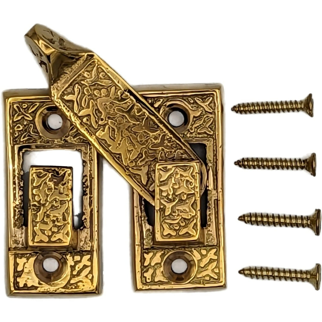 Solid Brass Rice Pattern Cabinet Latch (Several Finishes Available) COPPER MOUNTAIN HARDWARE