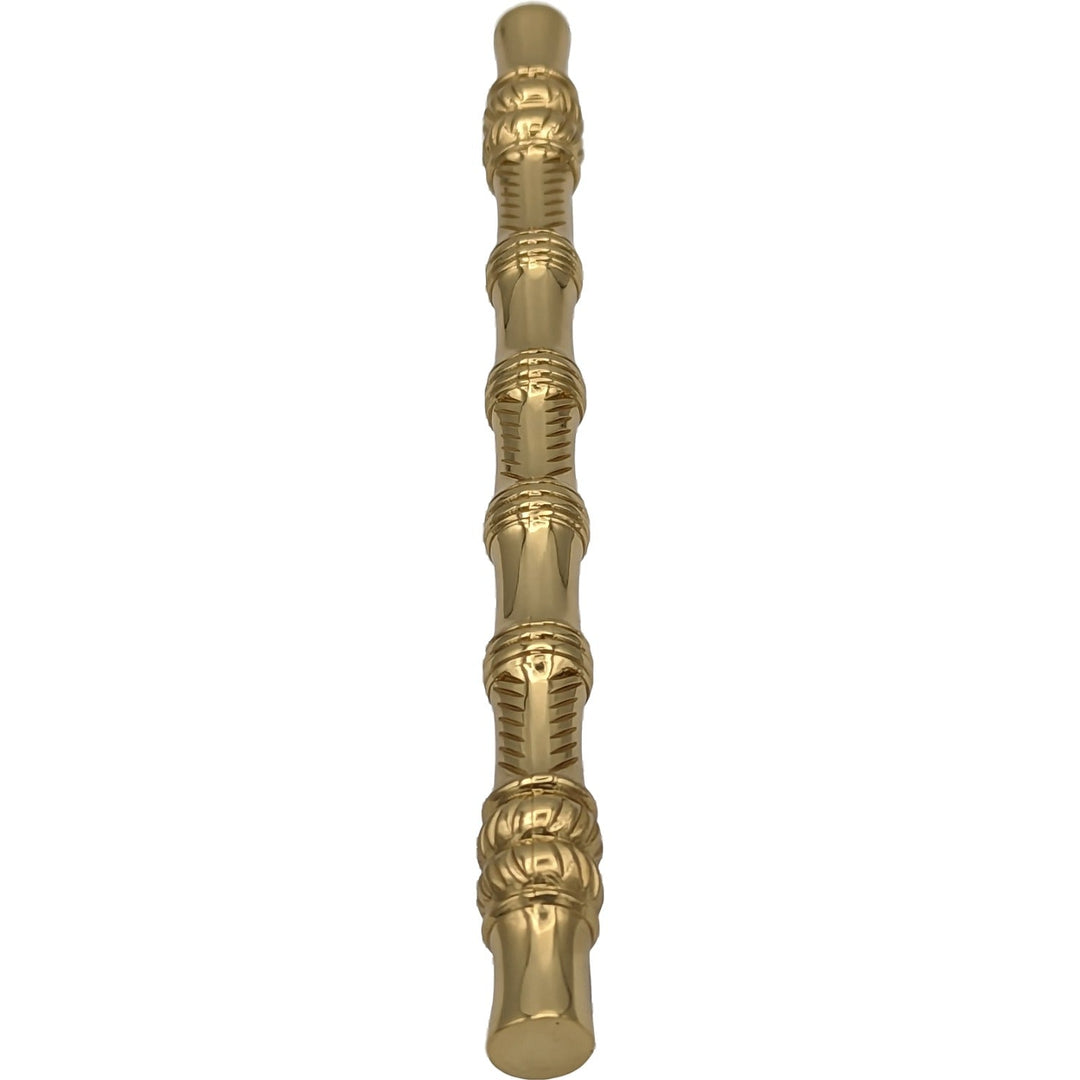 ##Antique Hardware## 6 Inch Overall (4 1/2 Inch c-c) Japanese Bamboo Pull (Polished Brass Finish)