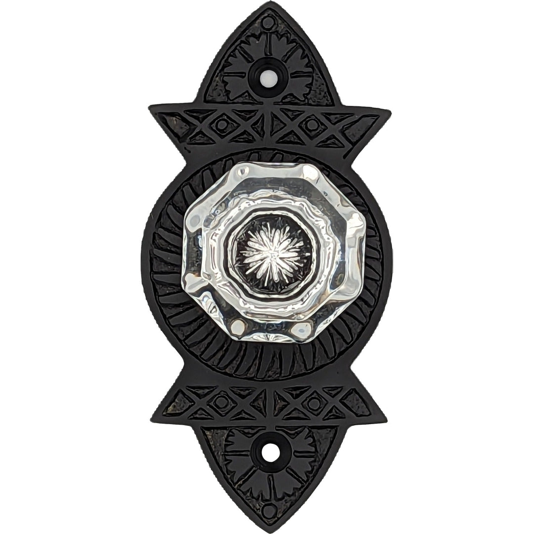 1 3/8 Inch Crystal Clear Glass Octagon Cabinet & Furniture Knob Eastlake Backplate COPPER MOUNTAIN HARDWARE