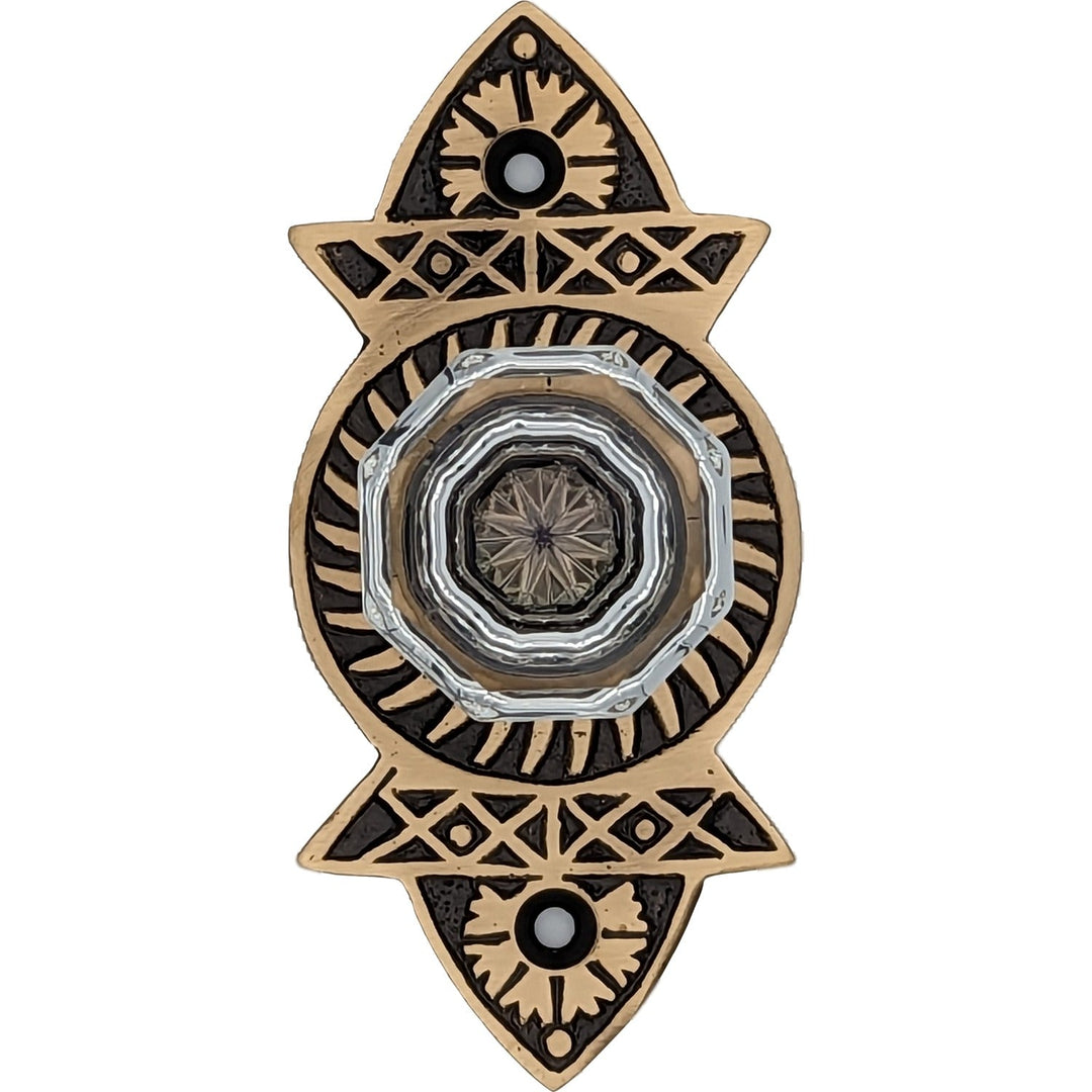 1 3/8 Inch Crystal Clear Glass Octagon Cabinet & Furniture Knob Eastlake Backplate COPPER MOUNTAIN HARDWARE