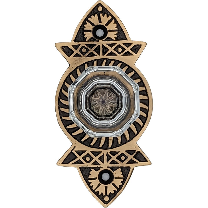 1 3/8 Inch Crystal Clear Glass Octagon Cabinet & Furniture Knob Eastlake Backplate COPPER MOUNTAIN HARDWARE