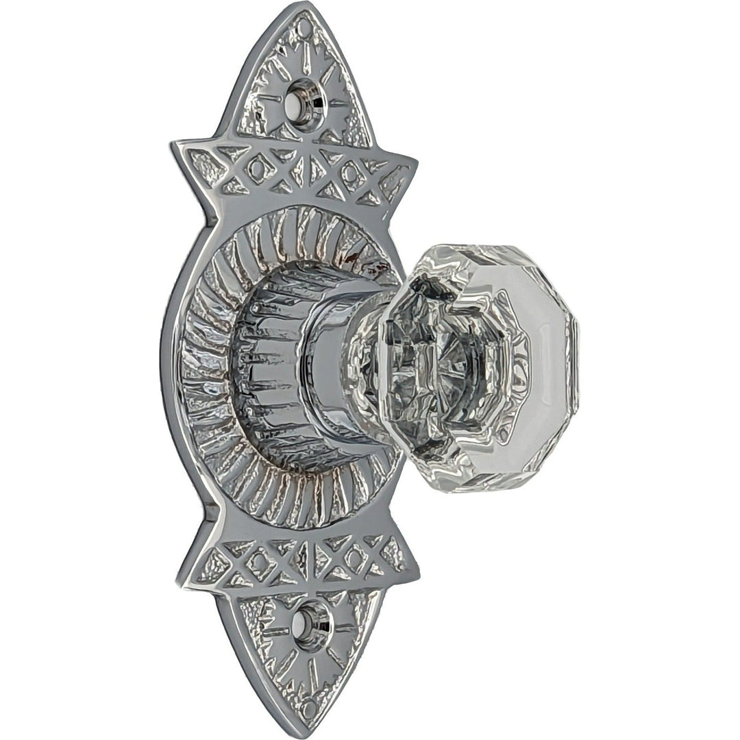 1 3/8 Inch Crystal Clear Glass Octagon Cabinet & Furniture Knob Eastlake Backplate COPPER MOUNTAIN HARDWARE