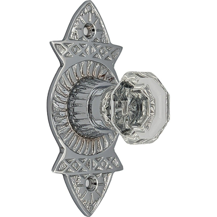 1 3/8 Inch Crystal Clear Glass Octagon Cabinet & Furniture Knob Eastlake Backplate COPPER MOUNTAIN HARDWARE