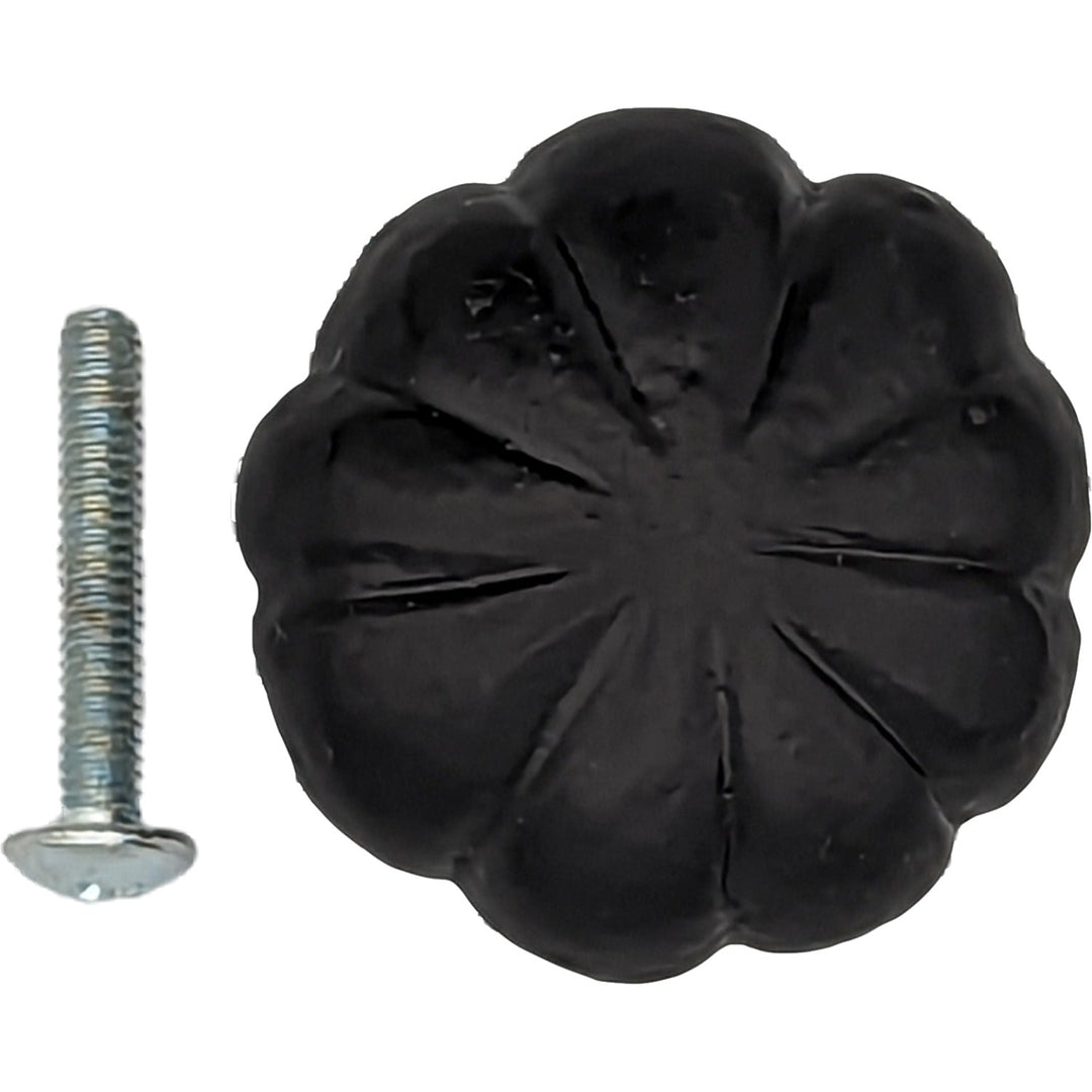 1 1/2 Inch Solid Iron Scalloped Cabinet Knob (Matte Black Finish) COPPER MOUNTAIN HARDWARE