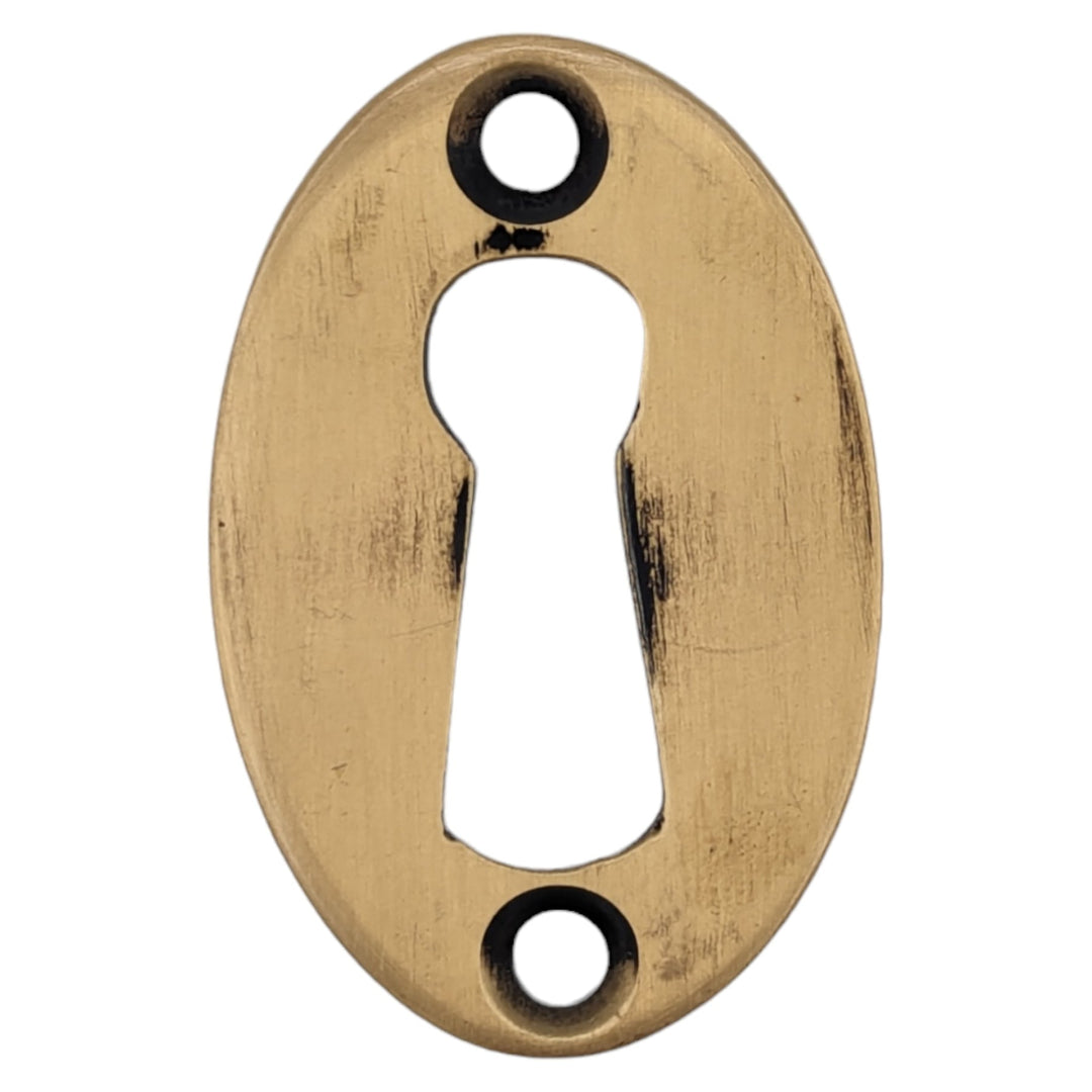 COPPER MOUNTAIN HARDWARE 1 1/2 Inch Solid Brass Traditional Oval Escutcheon (Antique Brass Finish)