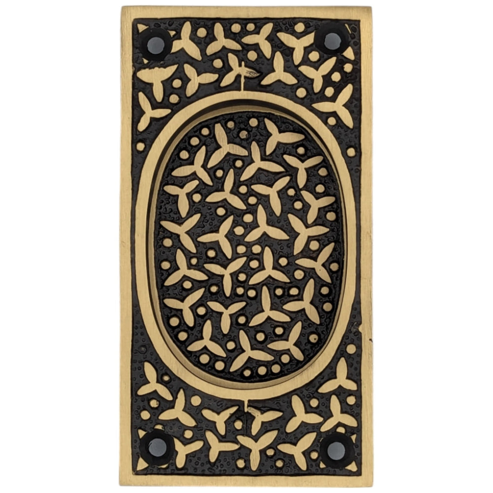Rice Pattern Solid Brass Pocket Door Pull (Several Finish Available) COPPER MOUNTAIN HARDWARE