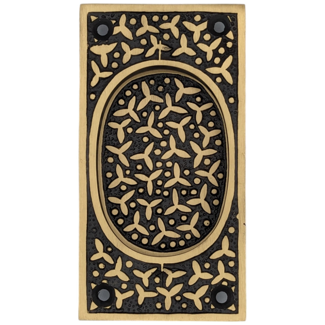 Rice Pattern Solid Brass Pocket Door Pull (Several Finish Available) COPPER MOUNTAIN HARDWARE