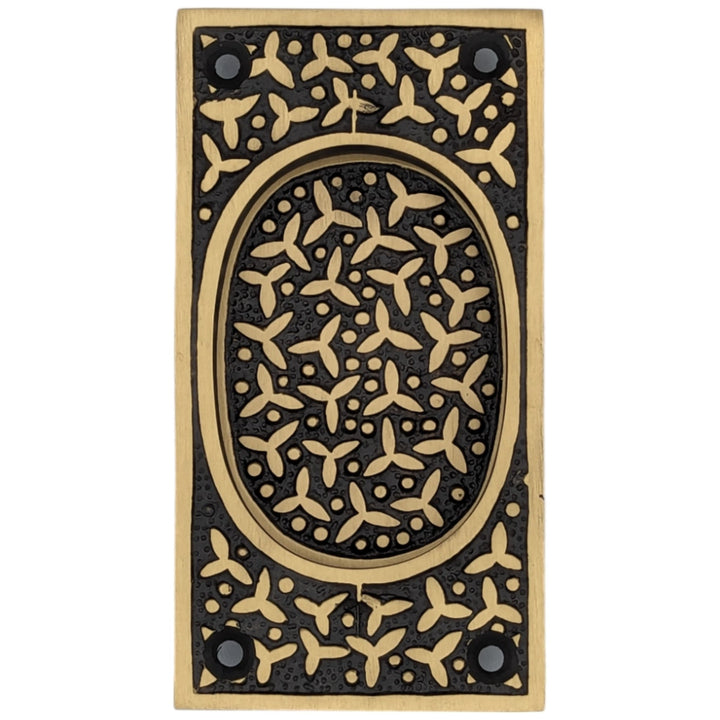 Rice Pattern Solid Brass Pocket Door Pull (Several Finish Available) COPPER MOUNTAIN HARDWARE