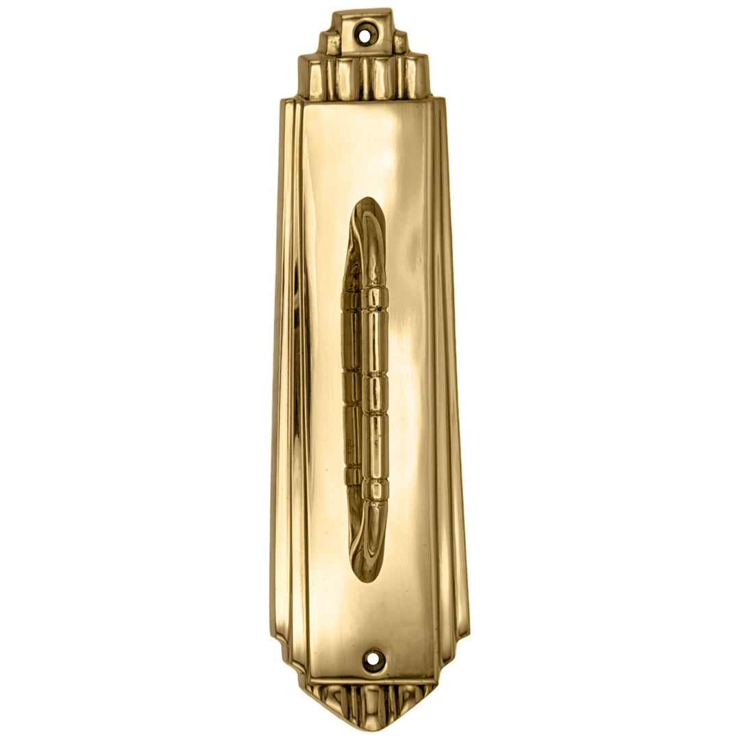 9 Inch Tall Art Deco Style Brass Pull Plate COPPER MOUNTAIN HARDWARE