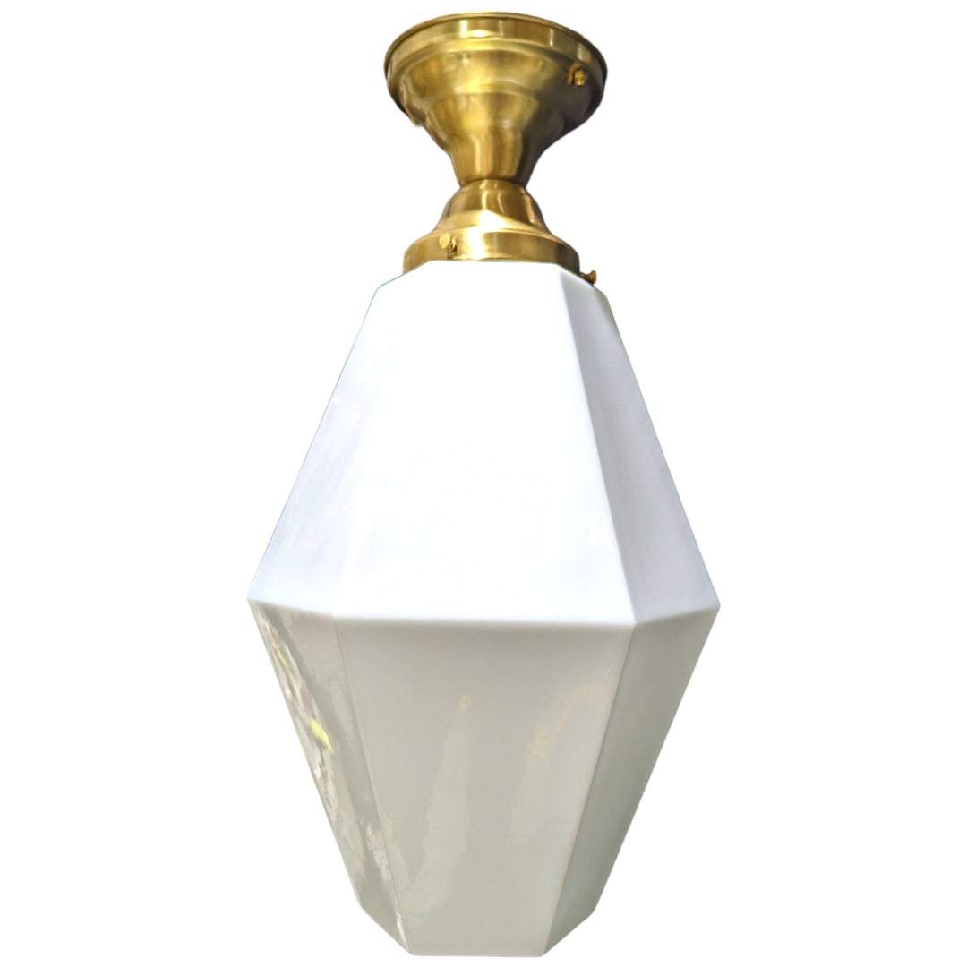 20 Inch Manhattan Skyscraper Prism Style Semi-Flush Mount Light (Satin Brass Finish) COPPER MOUNTAIN HARDWARE