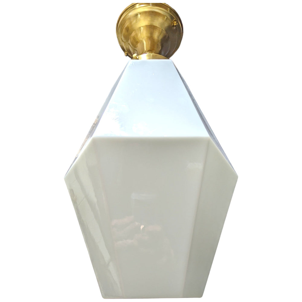 20 Inch Manhattan Skyscraper Prism Style Semi-Flush Mount Light (Satin Brass Finish) COPPER MOUNTAIN HARDWARE