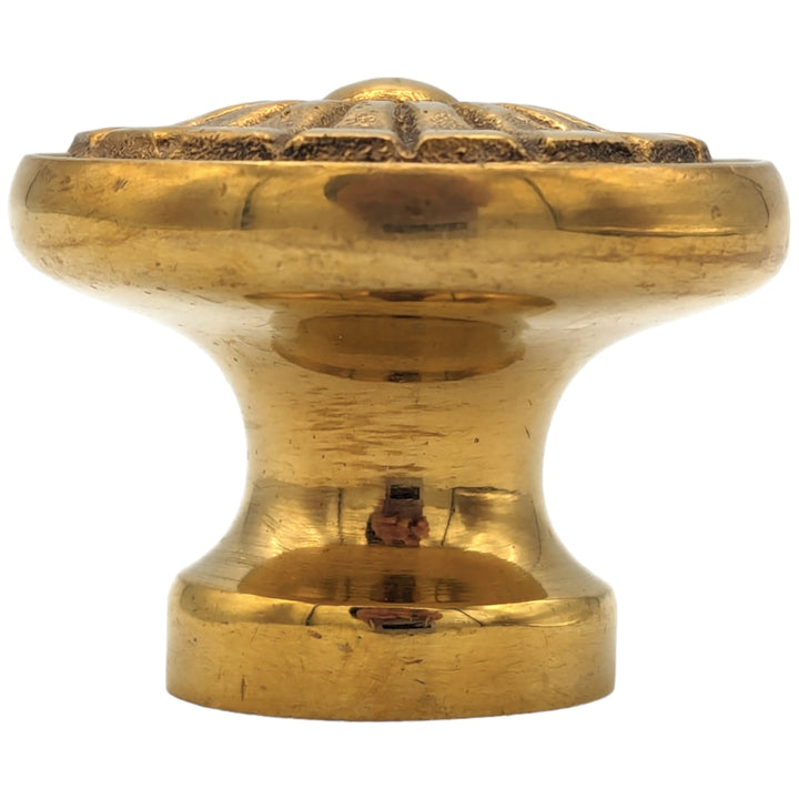 COPPER MOUNTAIN HARDWARE Polished Brass Round Vintage Fan Cabinet and Furniture Knob