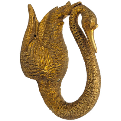 6 1/2 Inch Ornate Swan Door Pull (Polished Brass Finish)