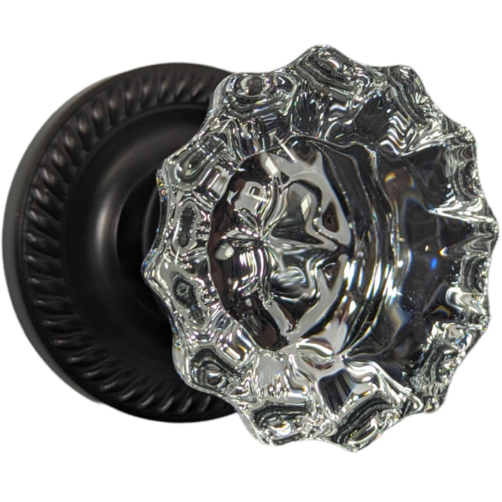 COPPER MOUNTAIN HARDWARE Regency Fluted Glass Door Knob with Georgian Roped Rosette