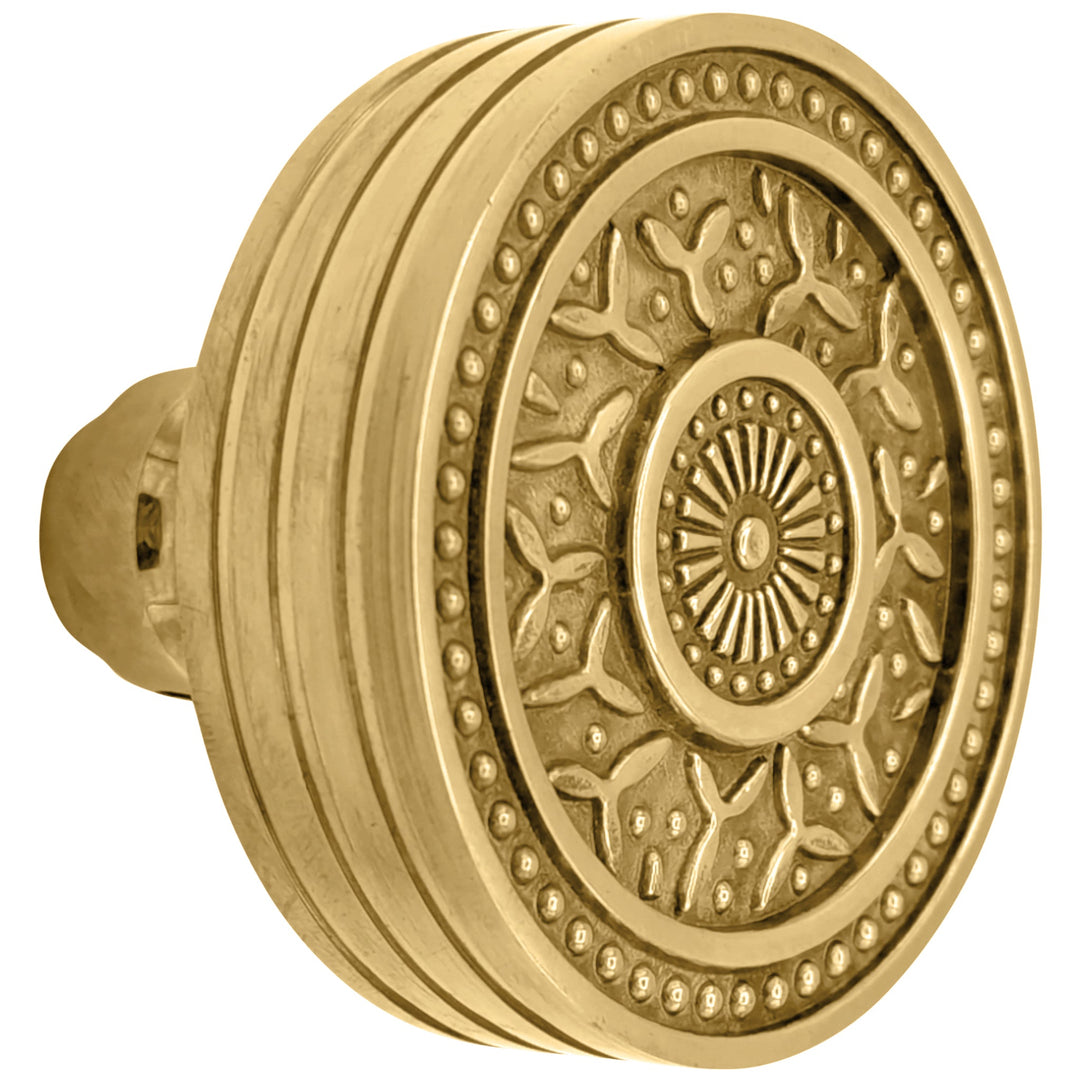  Open Box Sale Item Rice Pattern Solid Brass Spare Door Knob (Polished Brass Finish)