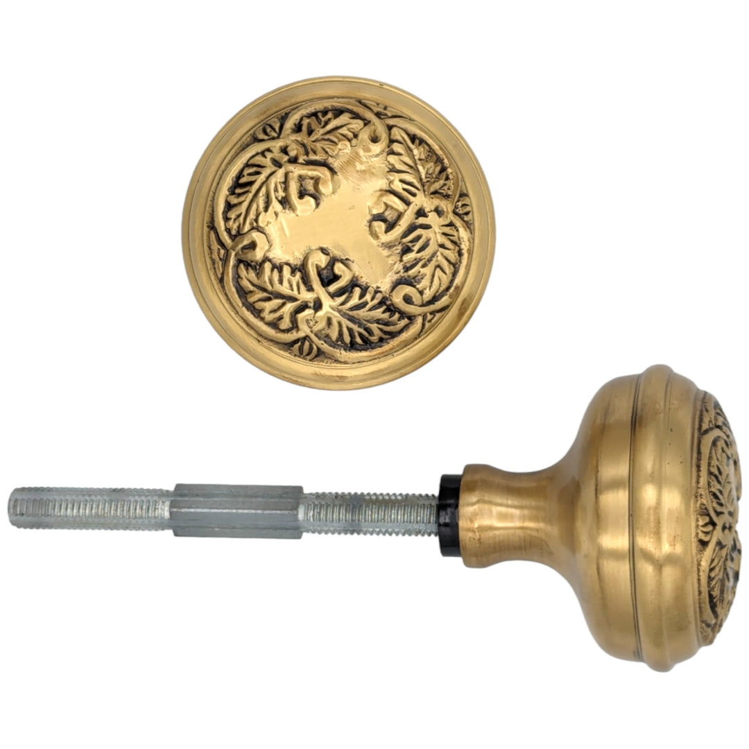 Floral Leaf Solid Brass Spare Door Knob Set (Several Finishes Available) COPPER MOUNTAIN HARDWARE