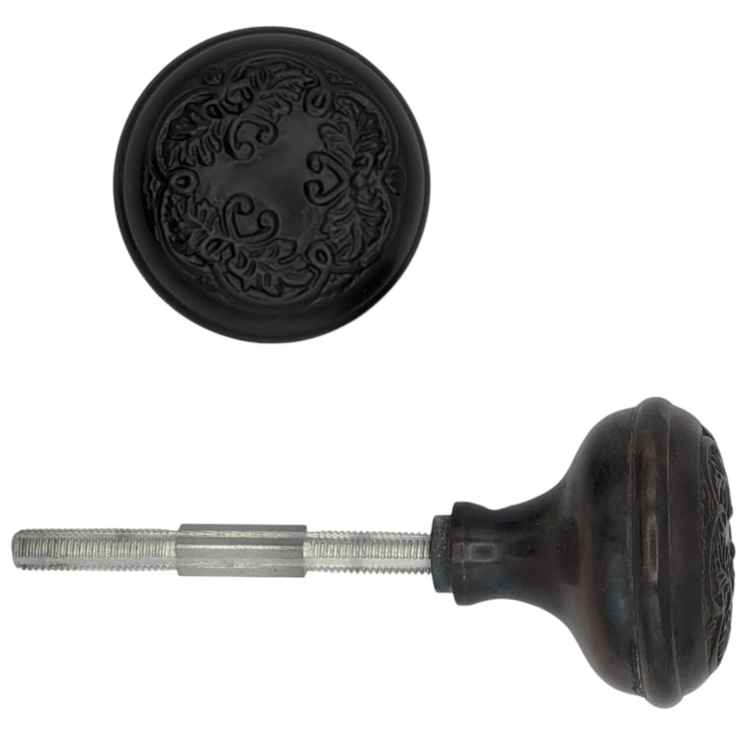 Floral Leaf Solid Brass Spare Door Knob Set (Several Finishes Available) COPPER MOUNTAIN HARDWARE