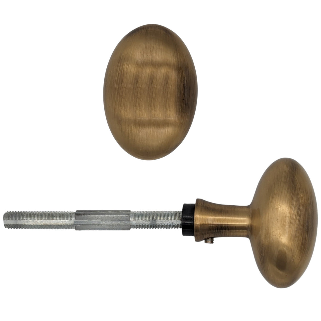 Solid Brass Egg Door Knobs Spare Set with Spindle (Several Finishes Available) COPPER MOUNTAIN HARDWARE